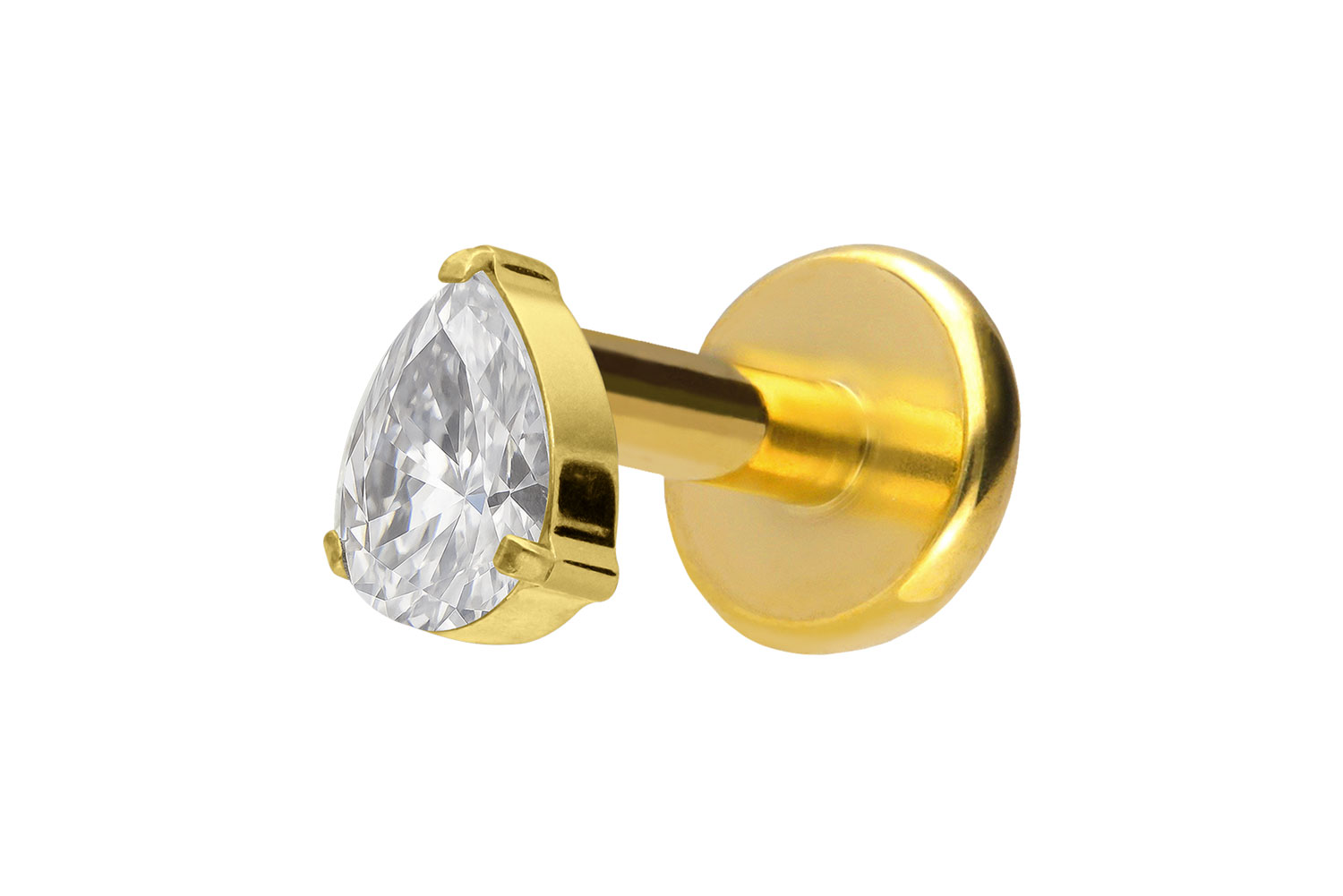 Titan Labret Piercing mit Push Fit KRISTALLTROPFEN